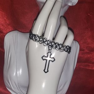 Cross Charm bracelet, tattoo style 90s brave